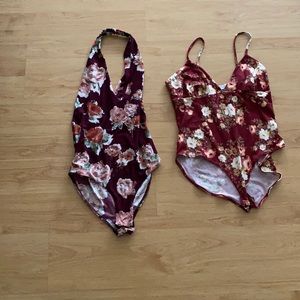 Two floral bodysuits.